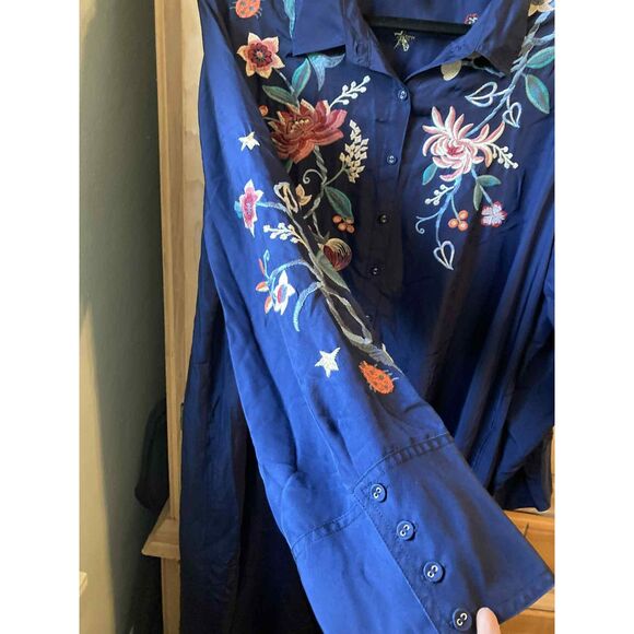 Johnny Was Workshop | Viola Wide Cuff Seaside Dress in 100% Silk | XL - Picture 4 of 10